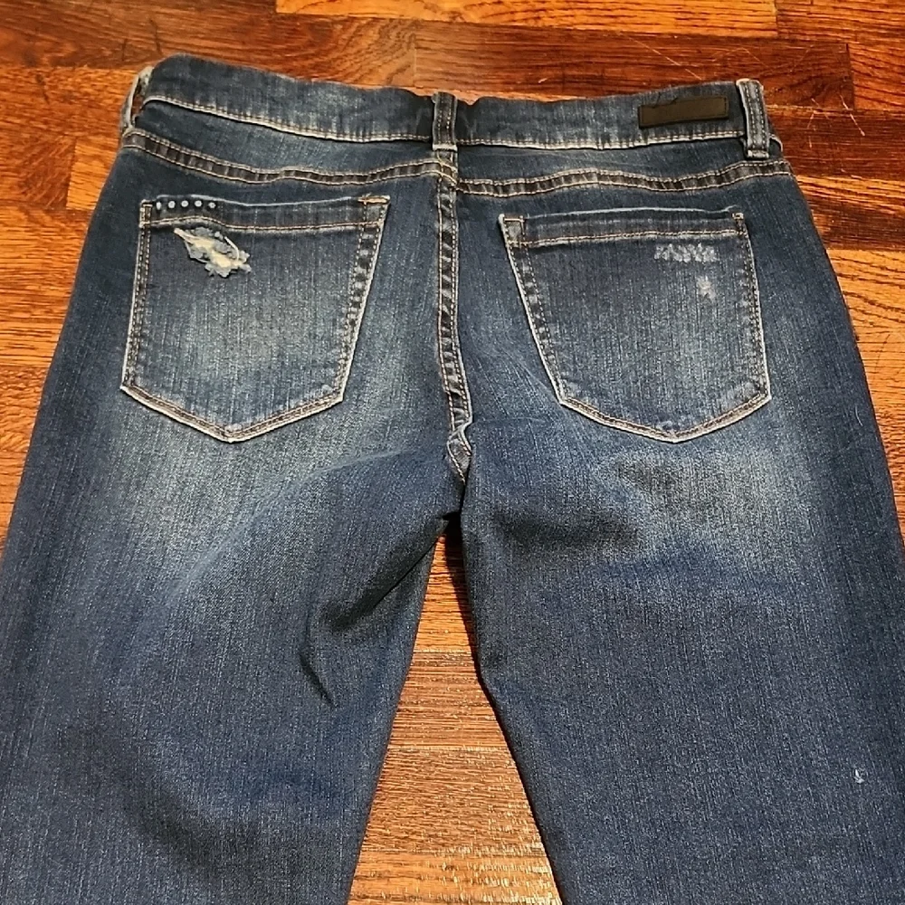 Blank NYC Dark Wash Mid Rise Soft Casual Distressed Ripped Skinny Jeans Size 28